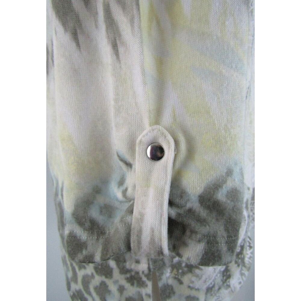 Chicos Zenergy White Brown Green Paisley Floral Full Zip Knit Jacket Size 1 - Picture 12 of 12